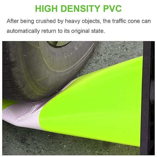 OrangeStar 6-Pack 18" Traffic Cones with Weighted Rubber Base, 6" Reflective Collar, Green Safety Cones for Parking Lot, Road Construction, Warehouse, Highway, Weatherproof PVC