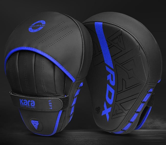 RDX Boxing Pads Curved Focus Mitts, Maya Hide Leather Kara Hook and jab Training Pads, Adjustable Strap Ventilated, MMA Muay Thai Kickboxing Coaching Martial Arts Punching Hand Target Strike Shield