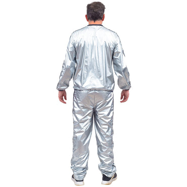 Todd and Margo Shiny Silver 2 Piece Workout Top and Pants Halloween Costume Set