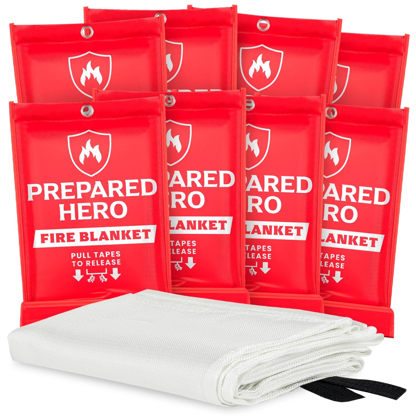 Prepared Hero Emergency Fire Blanket - 2 Pack - Fire Suppression for Kitchen, 40” x 40” Fiberglass Fire Blanket for Home