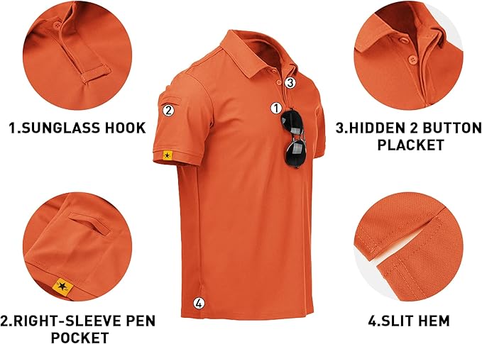 V VALANCH Mens Polo Shirts Short Sleeve Moisture Wicking Golf Polo Athletic Collared Shirt Tennis T-Shirt Tops