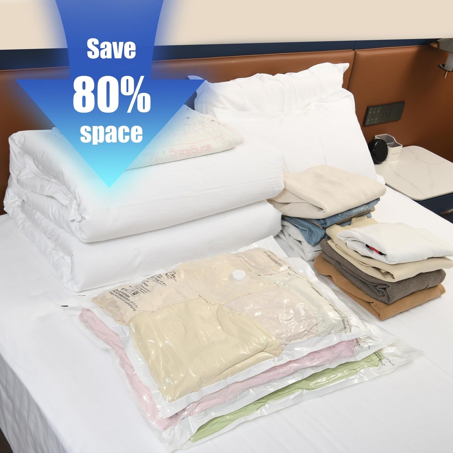 10 Pack Vacuum Storage Bags, Large Cube Bag (19.6 * 27.5 * 11.8 Inch), Large Vacuum Seal Bags for Clothing, Comforters, Blankets, Bedding, Closet Organization Space Saving