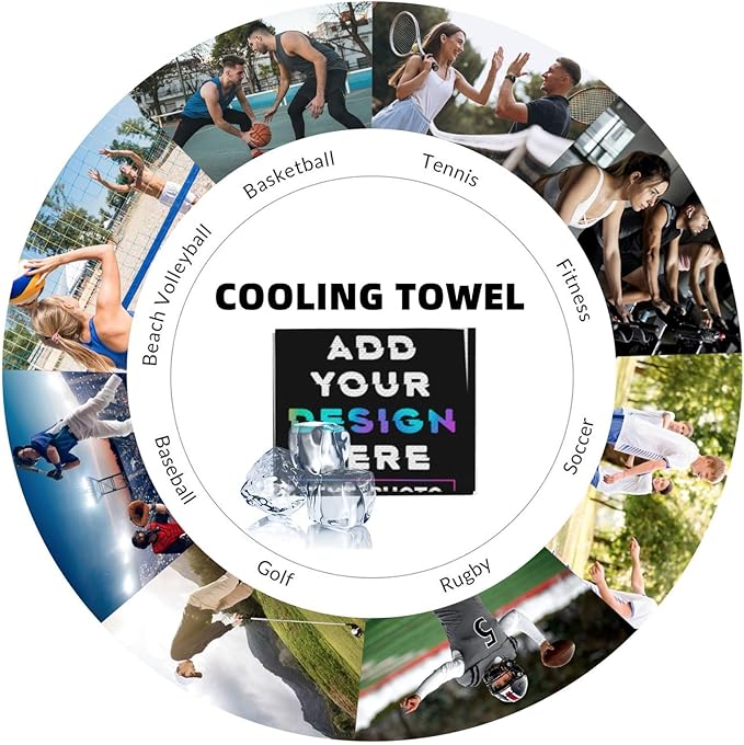 Custom 1-100PCS Cooling Sports Towel, Personalized Photo Logo Soft Cold Exercise Towel for Neck and Face Customized Quick-Drying Cooling Wrap Fitness Workout Sweat Towel 12"x40" (8)