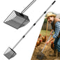 MENGBEI Chicken Poop Scooper Stainless Steel 15-54" Telescoping Handle 8" Wide