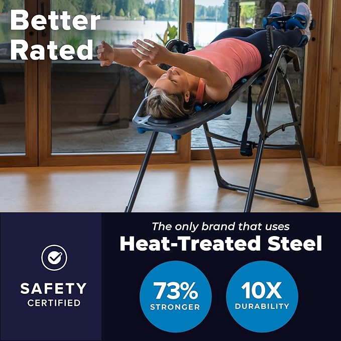 Teeter FitSpine X3 Inversion Table w/ Accessories for Back Pain Relief, Deluxe Easy-Reach Ankle Lock, FDA Registered, UL Safety Certified, 300 lb Capacity, Designed & Patented in USA