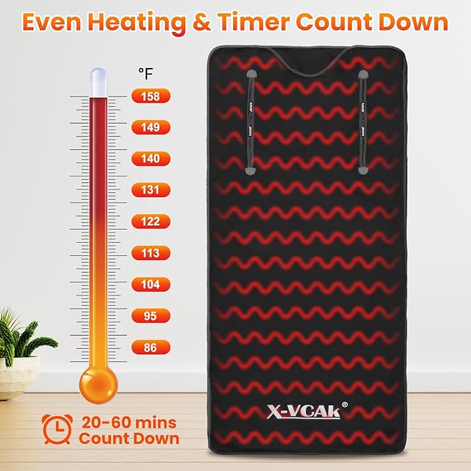 Sauna Blanket, Sauna, Portable Sauna for Home, 86-158℉, 20-60 Minutes Timer, 6 ft x 2.62 ft