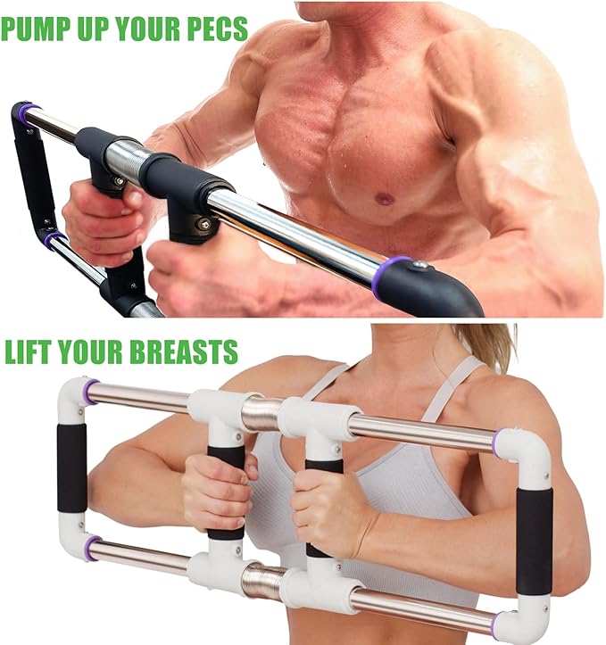 Push Down Bar Machine - Chest Expander at Home Workout Equipment, Arm Exerciser - Portable Spring Resistance Exercise Gym Kit for Home, Travel or Outdoors