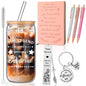 Kosiz 7 Pcs Retirement Gifts Set 2025 Glass Cup Leather Notepad Black