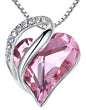 Infinity Love Birthstone Heart Necklace - 18K White Gold Plated Crystal Pendant Gift for Women