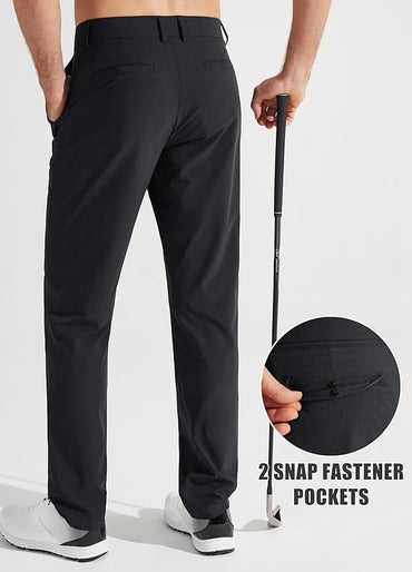 Libin Mens Golf Pants Stretch Work Dress Pants 30"/32"/34" Quick Dry Lightweight Casual Comfy Trousers with Pockets
