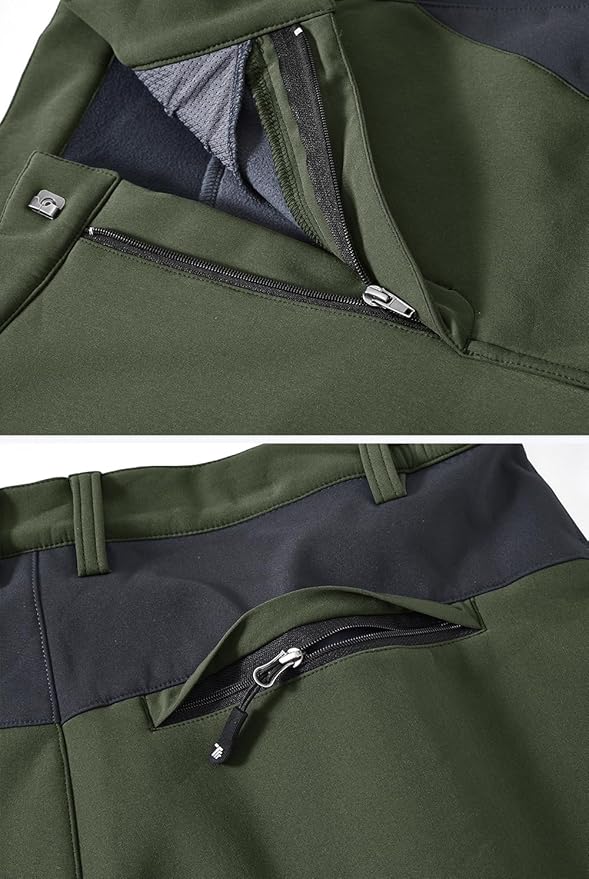 YSENTO Men's Fleece Lined Ski Snow Pants Winter Waterproof Softshell Insulated Hiking Cargo Pants
