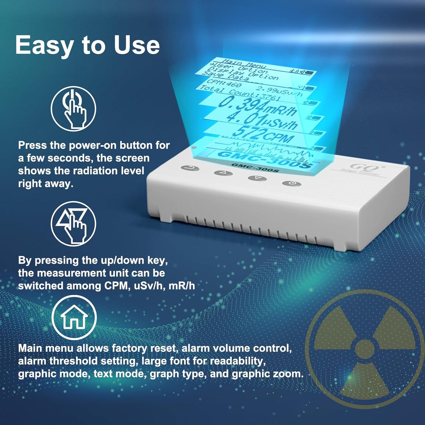 GQ GMC-300S Digital Nuclear Radiation Detector Monitor Meter Geiger Counter Radiation Dosimeter