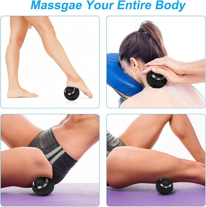 Uppye Vibrating Ball Massager, 4-Speed High-Intensity Fitness Lacrosse Ball, Mobility Ball for Workout Recovery, Deep Tissue Massager for Pain Relief and Trigger Point Treatment (Black)