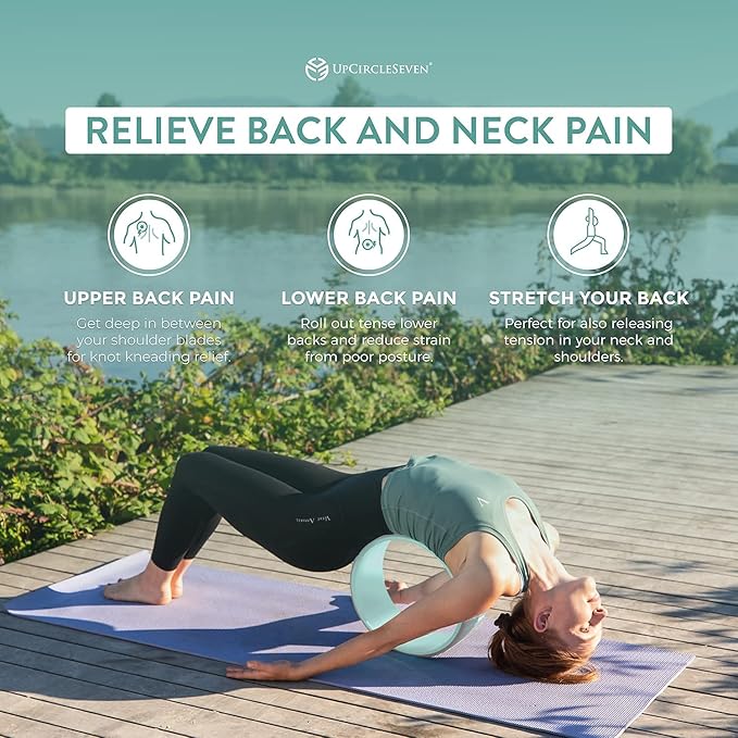 UpCircleSeven Back Roller & Yoga Wheel - Relieve Lower & Upper Back Pain & Stiffness - Therapeutically Stretch, Mobilize & Decompress Your Spine - Increase Mobility, Flexibility & Alignment