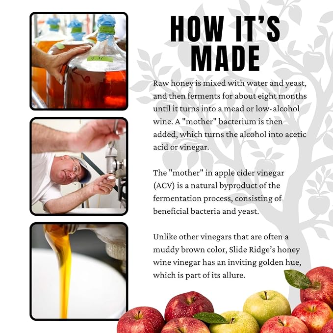 Slide Ridge Martin's Honey Apple Cider Vinegar | Crispy & Sweet | Wellness, Kitchen, & Household Staple | 16 oz (Pack of 1)