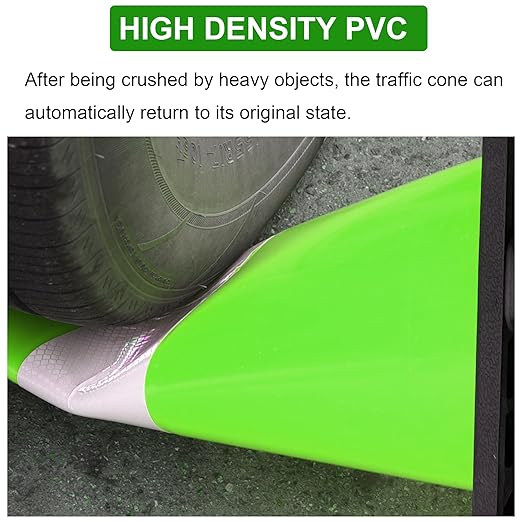 OrangeStar 8 Pack 12" Green Traffic Safety Cones, PVC Parking Construction Cones w/Reflective Collar, Heavy Duty Base for Driving Practice, Parking Lots and Roadwork