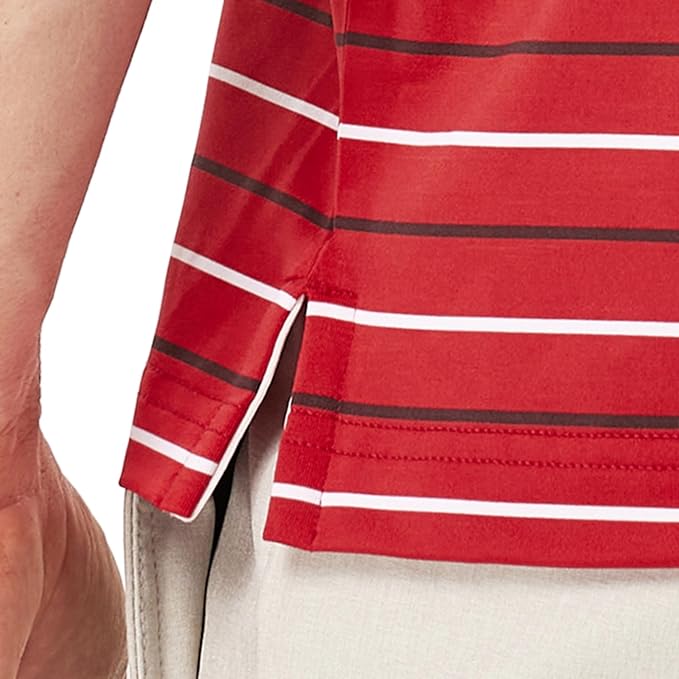 Rouen Mens Golf Shirt Moisture Wicking Dry Fit Performance Stripe Casual Collared Short Sleeve Golf Polo Shirts for Men