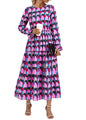 KIRUNDO Womens Spring Long Sleeve Boho Floral Midi Dress Pink Size M