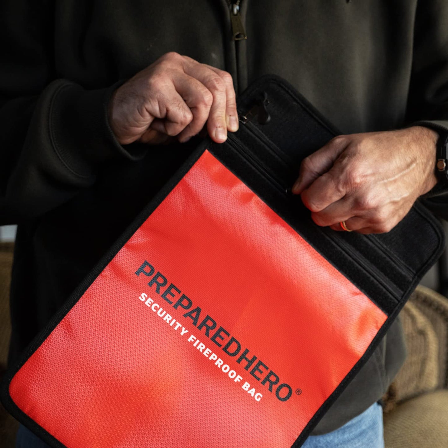 Prepared Hero Fireproof Bag - 4 Pack. Fire Resistant Large 11" by 15" Document Bag to Safely Store Valuables. 2000F Heat Resistance