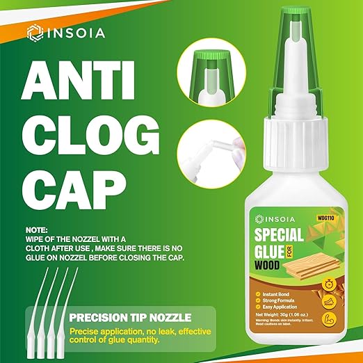 Wood Glue, 30g Clear Woodworking Adhesive for Furniture Repair and DIY Crafts ??Super Instant Glue, Fast-Drying, Waterproof, Heavy-Duty Bonding for Carpentry Projects