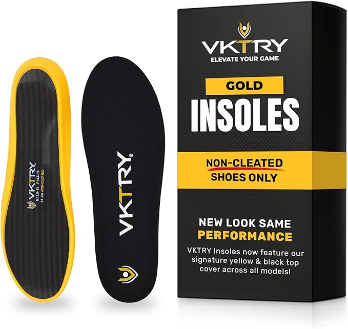 VKTRY Gold for Non-Cleated Shoes - Carbon Fiber Performance Insoles - Customized Athletic Inserts for Sports Basketball Volleyball Running & More | Shock Absorption US M3.5-4, W5.5-6, <120lbs