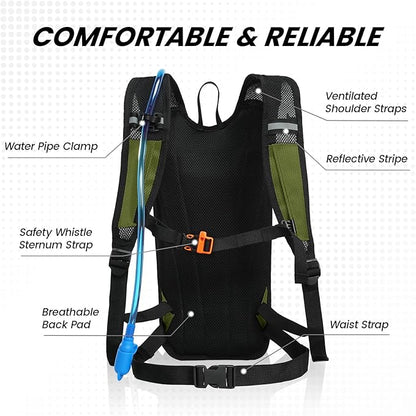 Nepest Hydration Backpack with 2L Water Bladder for Cycling, Water Backpack for Hiking Running, Lightweight Hydration Pack, Grey
