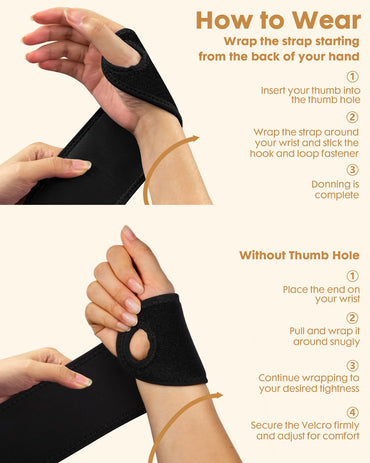 Lalapapa 2 Pack Adjustable Wrist Brace for Men & Women Black Size One Size