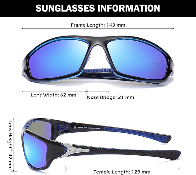 FAGUMA Sports Polarized Sunglasses For Men Cycling Driving Fishing UV400 Protection
