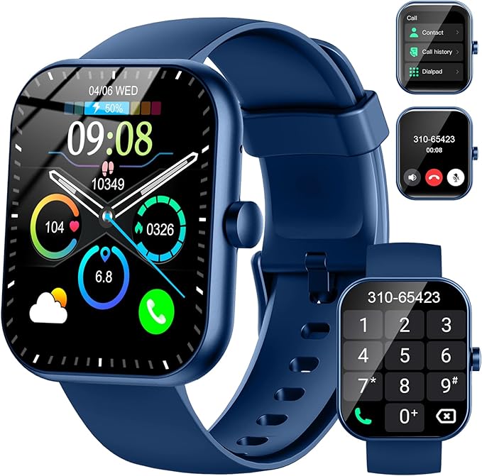 Smart Watch(Answer/Make Call), 1.96" HD Smartwatch for Men Women, 2025 Fitness Watch with 110+ Sport Modes/Heart Rate/Sleep Monitor/Pedometer, IP68 Waterproof Fitness Activity Tracker for Android iOS