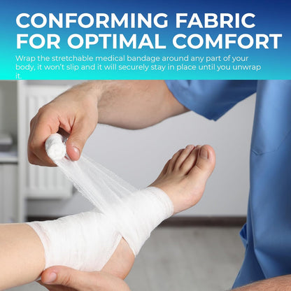 MedPride Conforming Stretch Gauze Bandage Roll -  Non-Sterile - 6"x4.1 yd - 6 Rolls, Case of 8 (48 Count)