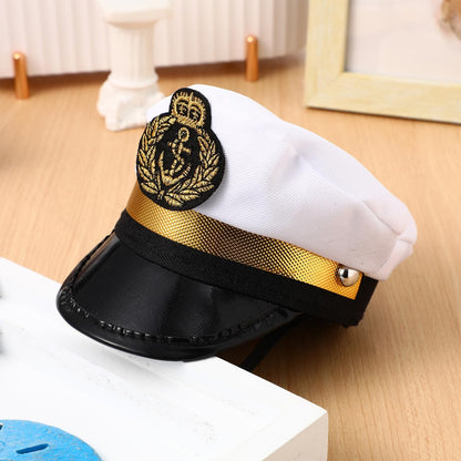 BESPORTBLE Small Dog Captain Sailor Hat Marine Admiral Costume Black