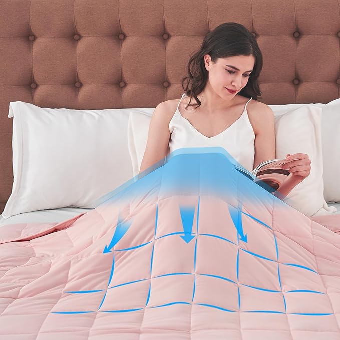 yescool King Size Weighted Blanket for Adults (20 lbs, 80” x 87”, Pink) Cooling Heavy Blanket for Sleeping Perfect for 190-210 lbs, Breathable Blanket for Adults & Couple All Season, Machine Washable