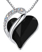 Infinity Love Birthstone Heart Necklace - 18K White Gold Plated Crystal Pendant Gift for Women