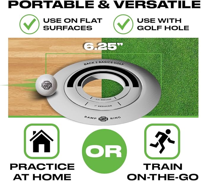 3-Piece Putting Ring Set, Putting Green Indoor Ramp Ring & Hole Reducers for Ultimate Precision Golf Practice
