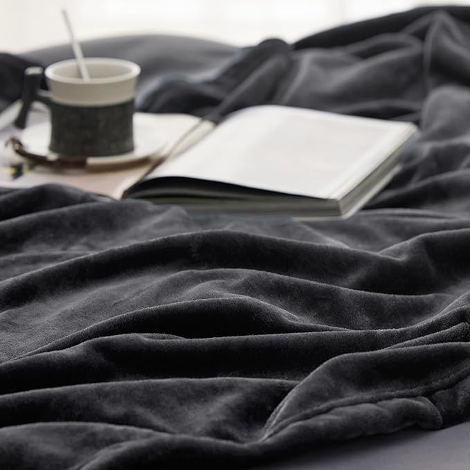 Bedsure Fleece Blankets Queen Size Dark Grey - Bed Blanket Soft Lightweight Plush Fuzzy Cozy Luxury Microfiber, 90x90 inches