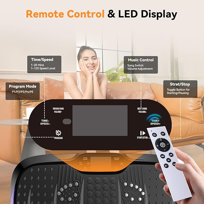 UCIN Vibration Plate Exercise Machine, Vibration Plate for Lymphatic Drainage, 330 Lbs Capacity Vibrating Plate for Weight Loss Home Fitness with Resistance Bands/Pilates Ball