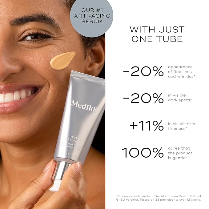 Medik8 Crystal Retinal 10 - Brightening, Firming, Advanced Skin Retinaldehyde Serum - Smooths Wrinkles - Hyaluronic Acid, Glycerin, Vitamin E - 1 oz