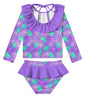 RAISEVERN Girls 2-Piece Mermaid Swimsuit Rash Guard Set A-mermaid-01 Size 3T