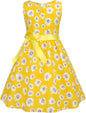 Girls Floral Cotton Dress - Sleeveless Summer Dress with Zipper Closure