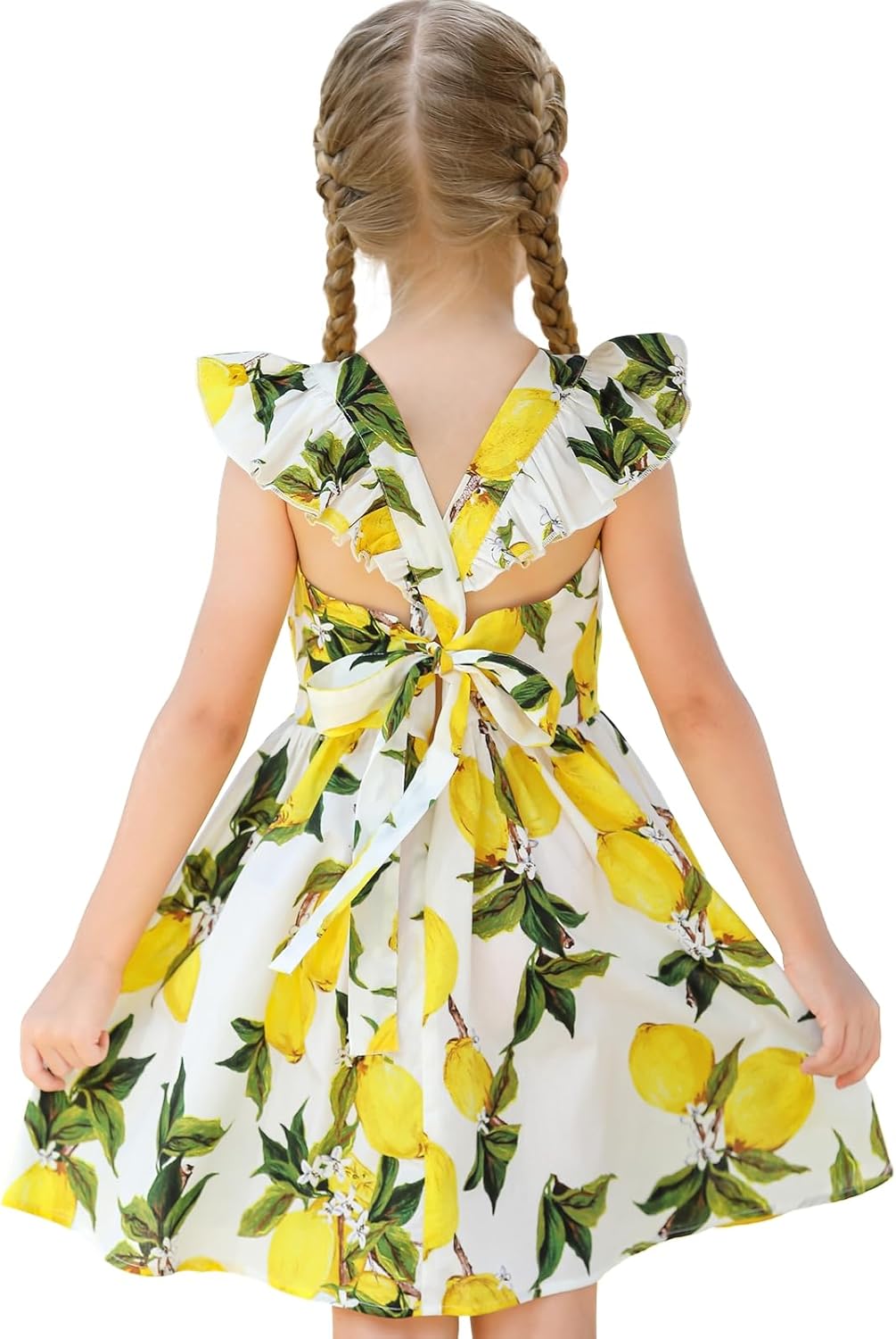 Girls Floral Cotton Dress - Sleeveless Summer Dress with Zipper Closure