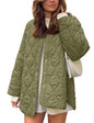 Flygo Women's Oversized Quilted Lightweight Puffer Jacket Green Size L