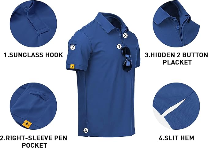 V VALANCH Mens Polo Shirts Short Sleeve Moisture Wicking Golf Polo Athletic Collared Shirt Tennis T-Shirt Tops