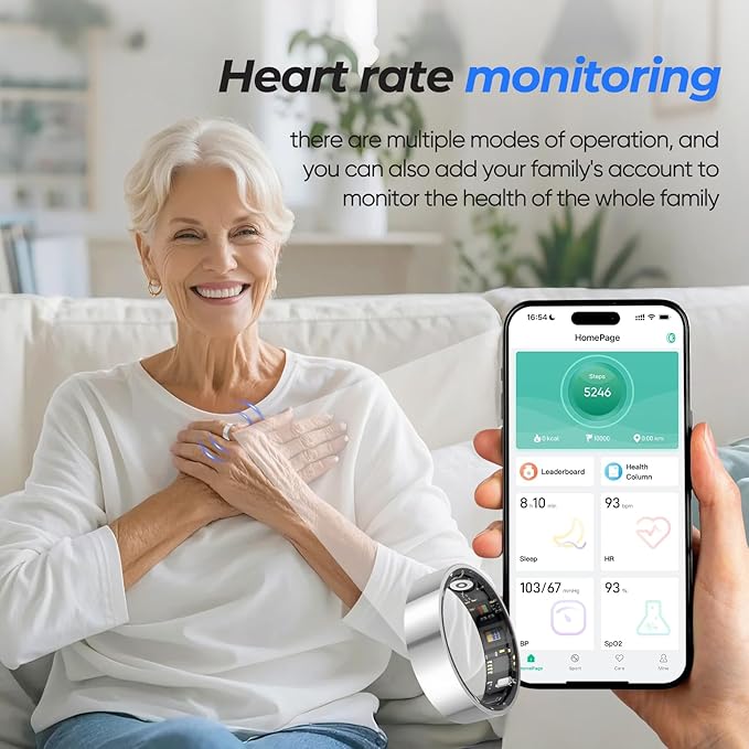 Smart Ring for Women & Men Fitness Tracker with Heart Rate, Blood Pressure,Blood Oxygen,Step Counting, Sleep Monitoring,IP68 Waterproof for iPhone and Android, No Subscription Fee (Rose Gold, 12)