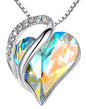 Infinity Love Birthstone Heart Necklace - 18K White Gold Plated Crystal Pendant Gift for Women