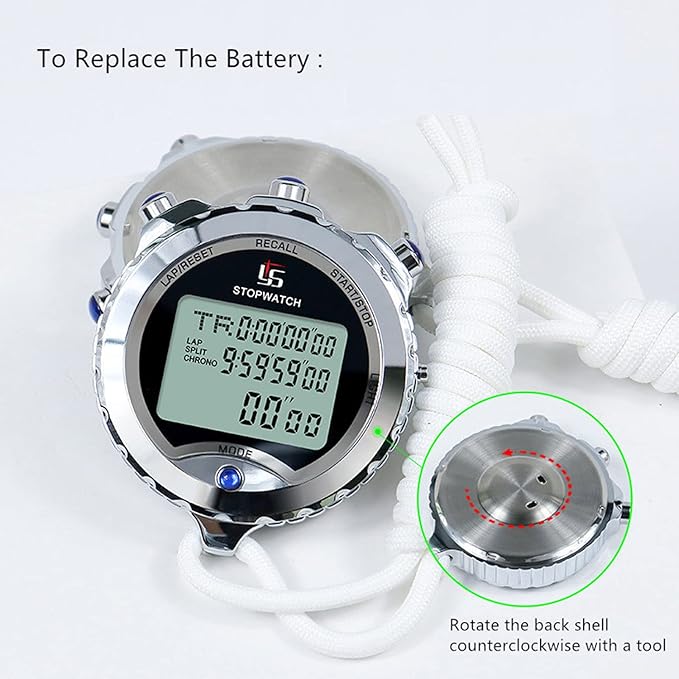 Stopwatch, Metal Stop Watch for Sports 10/100/400 Laps, Stopwatches Timer for Coach Sports Running with 0.01second & 0.001second Timing, Conutdown, Alarm