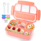 Bento Lunch Box for Kids - 4 Compartment Leak-Proof School Lunch Container with Utensils Purple
