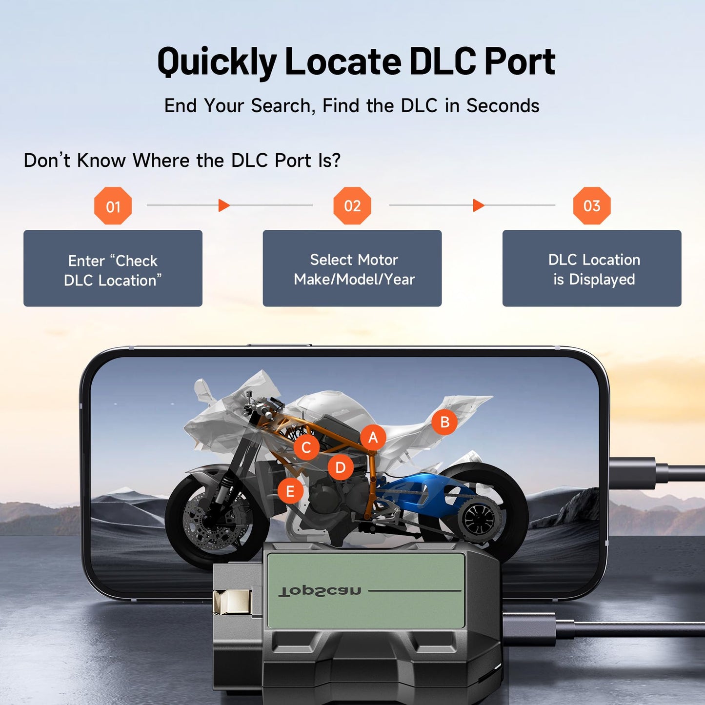 Motorcycle Scan Tool TOPDON TopScan Moto, All System Bidirectional Motorcycle Scanner for Harley, Duca ti, BMW & Japan Brands, Reset Services Motorcycle Diagnostic Scanner, AutoVIN Diagnostic Tool