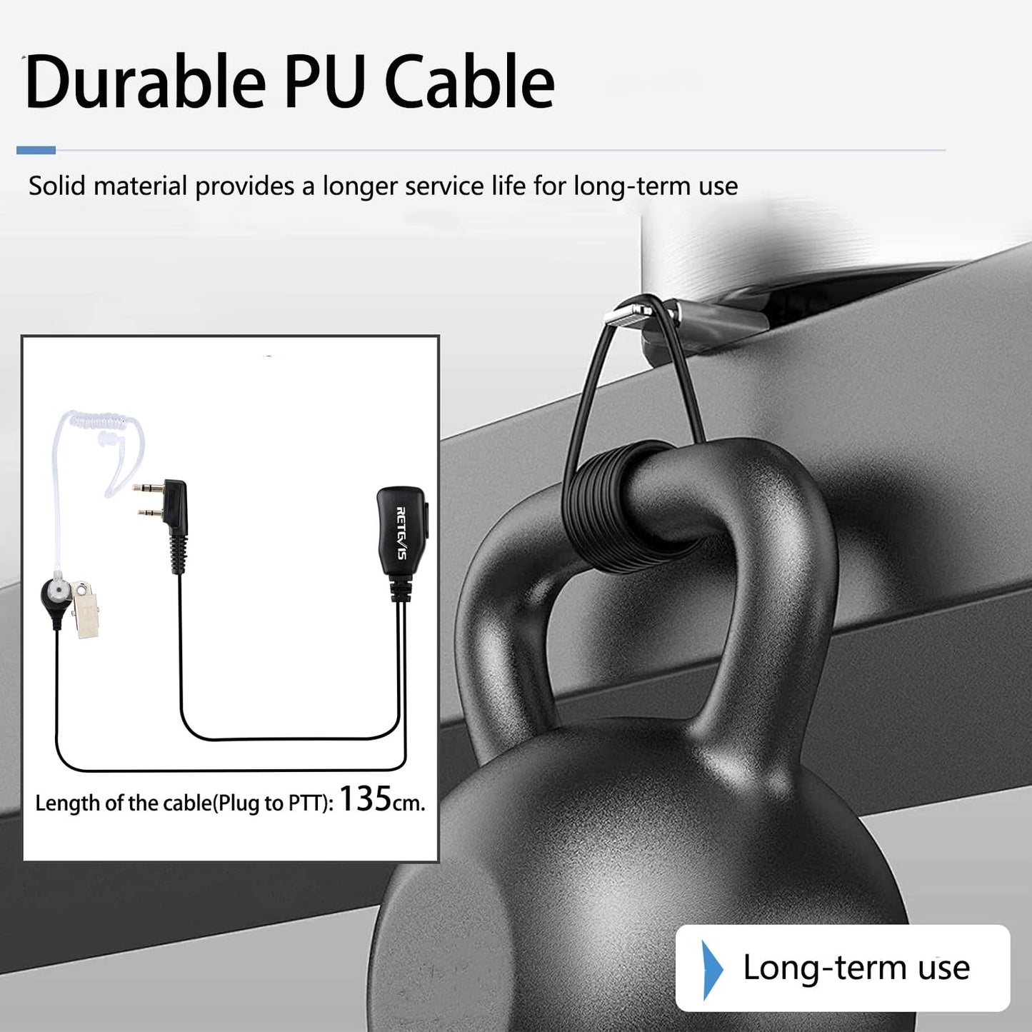 Case of 10, Retevis Walkie Talkies Earpiece with Mic 2 Pin Acoustic Tube Headset, for RT22 RT21 RT68 H777, Compatible with Pxton Baofeng BF-888S BF-T26 Kenwood walkie talkie, Two Way Radio Earpiece