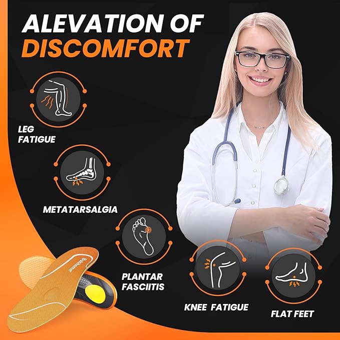 Bukihome Work Boot Insoles for Construction & Standing All Day - Heavy Duty Orthotic Shoe Inserts with Shock Absorption, Arch Support & Fatigue Reduction Durable Support Fits Work Boots -L