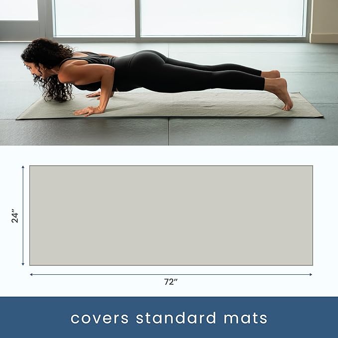 S&T INC. Yoga Mat Towel with Non-Slip Grip, Enhanced Silicone Grip, Soft and Absorbent for Gym, Pilates, and Hot Yoga Mat, 1 Pack, 24 inches x 72 inches, 340GSM, Grey